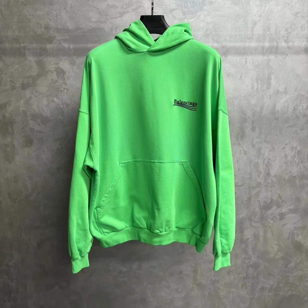 未使用 Balenciaga/巴黎世家 23绿色刺绣可乐图案logo帽衫2码