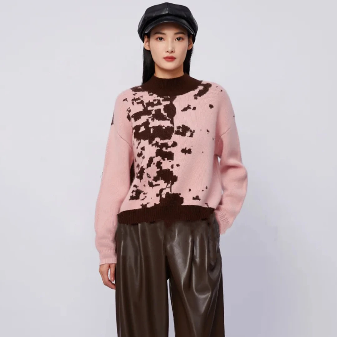 50516【莉格系列】撞色毛衣针织衫H52X017