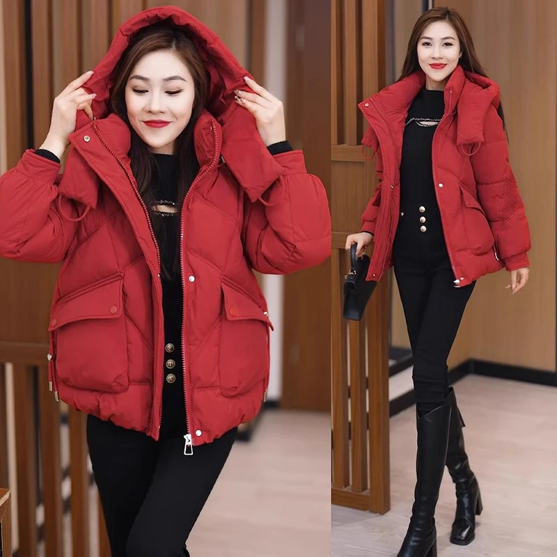 时尚羽绒棉衣女2023冬季新款宽松显瘦洋气保暖御寒面包服棉服外套
