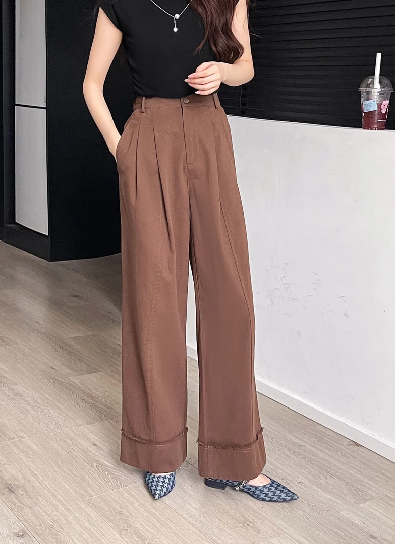 88103高腰窄版阔腿裤女垂感百搭牛仔休闲直筒裤