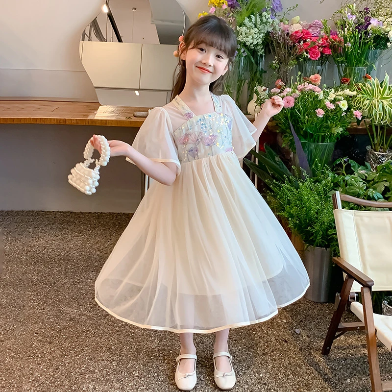 女童中国风短袖裙子森系夏季新款儿童夏装童装女大童薄款公主裙