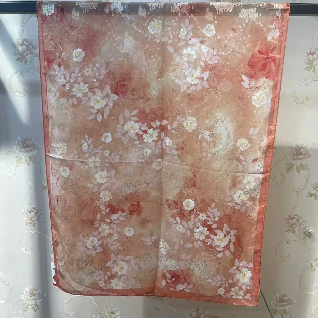 【粉面桃花】 剪花围巾女丝巾高奢新款百搭款长70*180