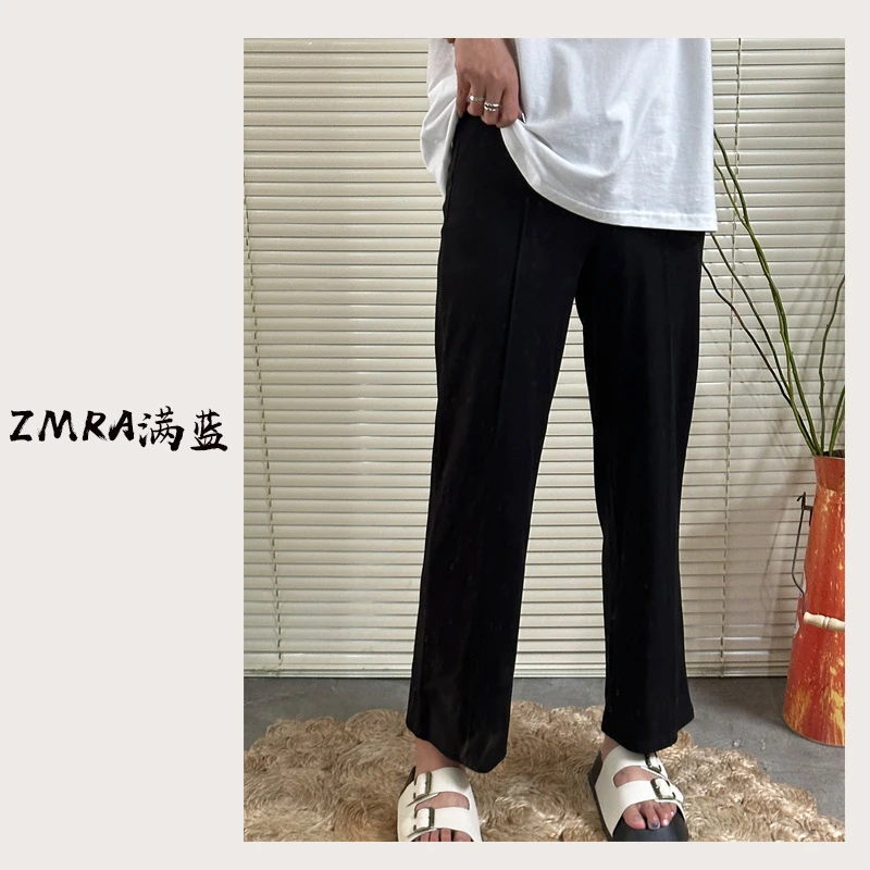 ML8592 春秋款纯色女士宽松直筒休闲长裤