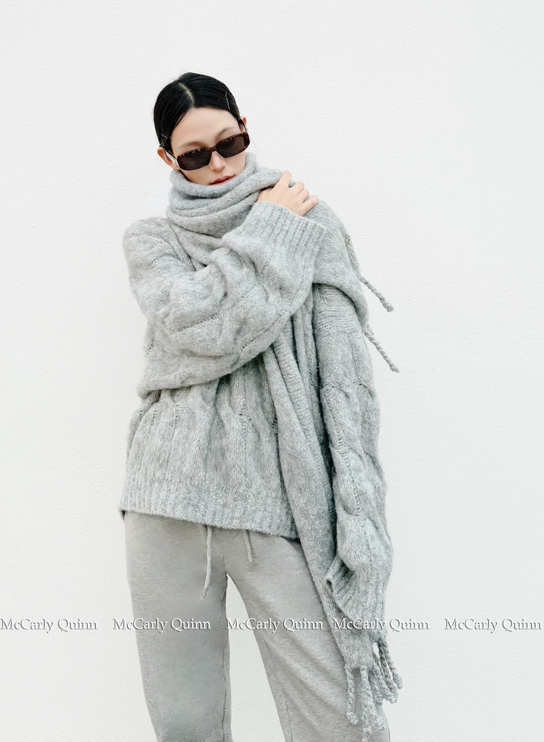 【年中钜惠】McCarlyQuinn幻慵懒风重磅阿尔巴卡绵羊毛毛衣围巾