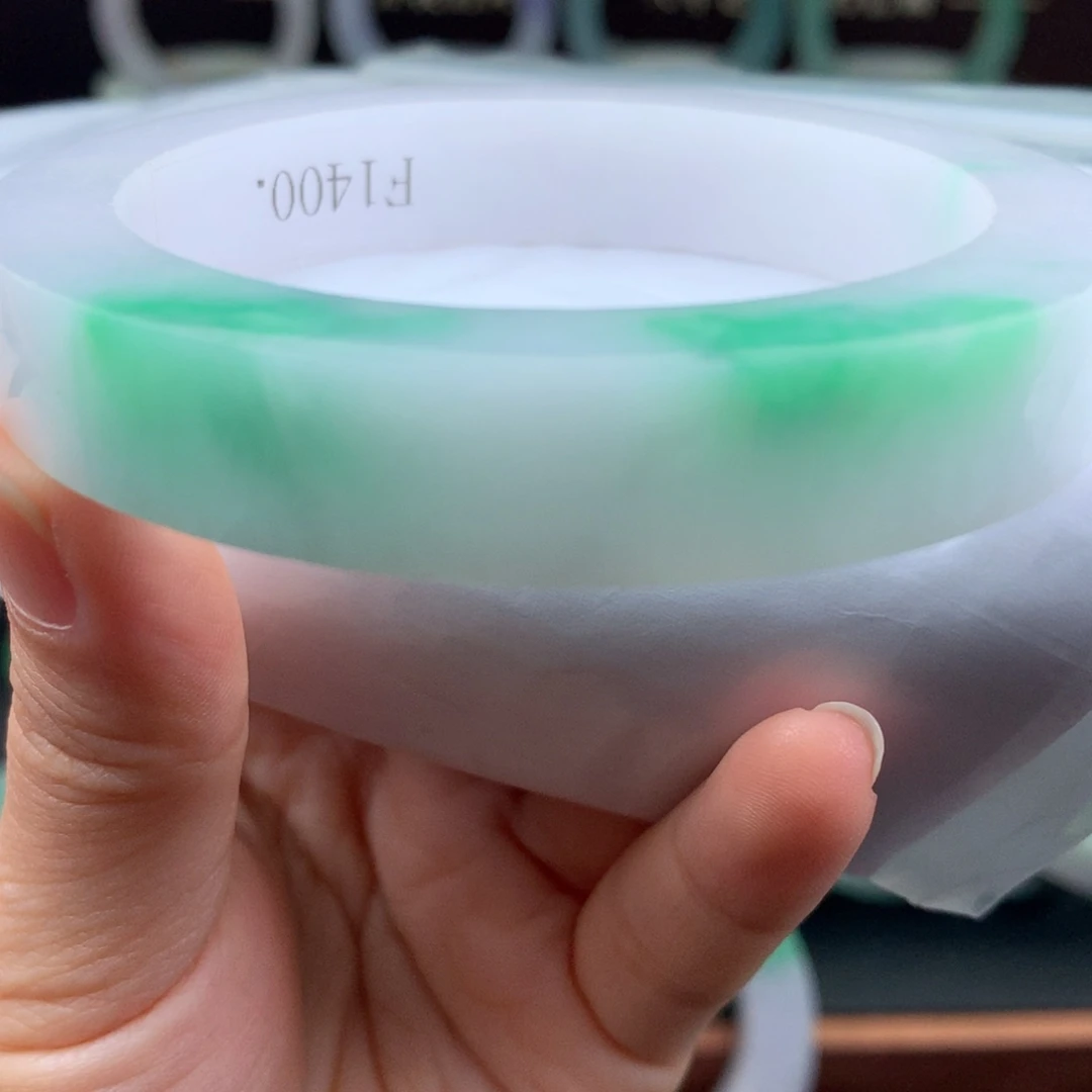 定制翡翠未镶嵌冰胶底白底青超漏57一62