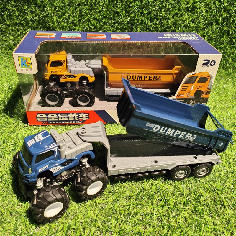 合金工程车真运输车惯性拖头车玩具男孩耐摔模型