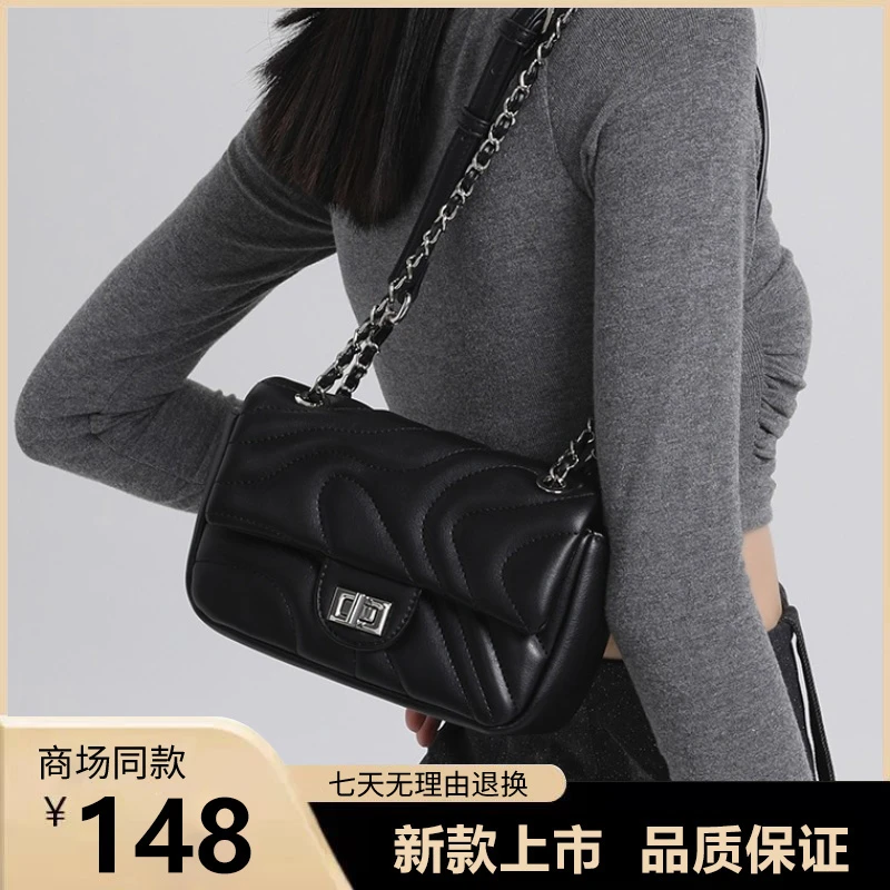包包女生2025夏季新款单肩腋下包高级感黑色链条斜挎包女包
