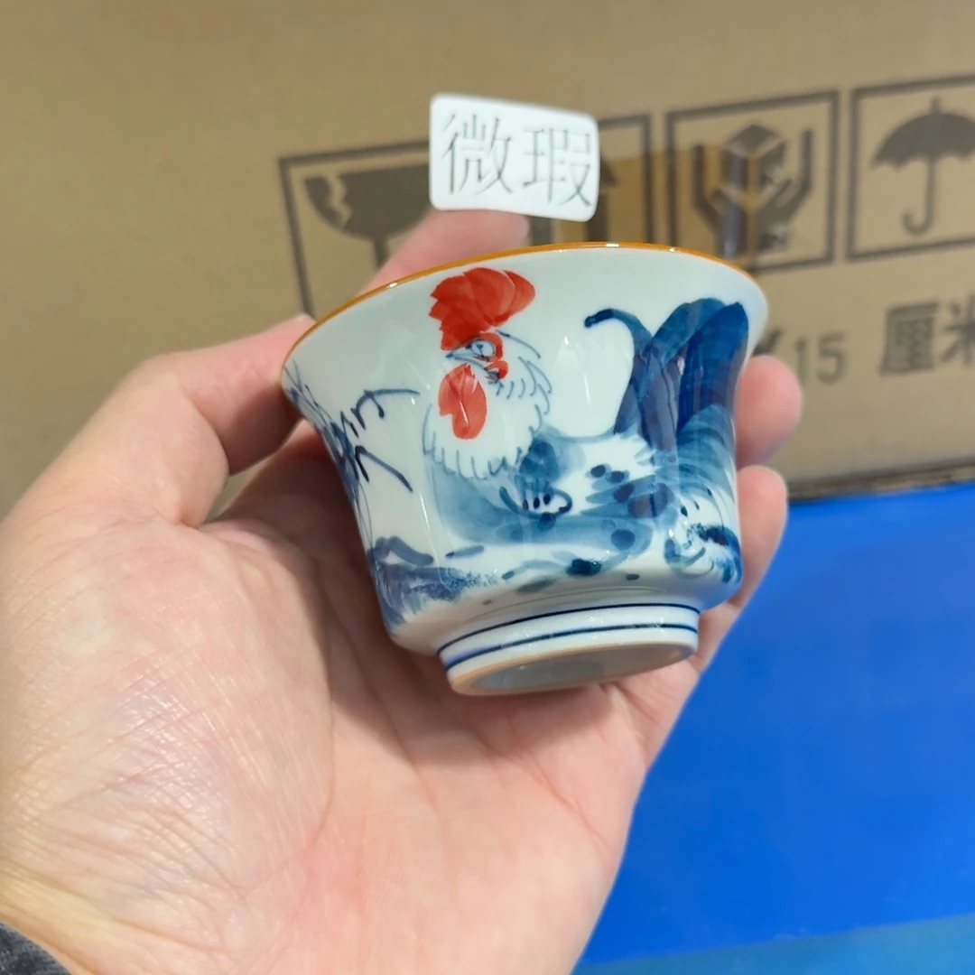 釉下手绘茶具微瑕