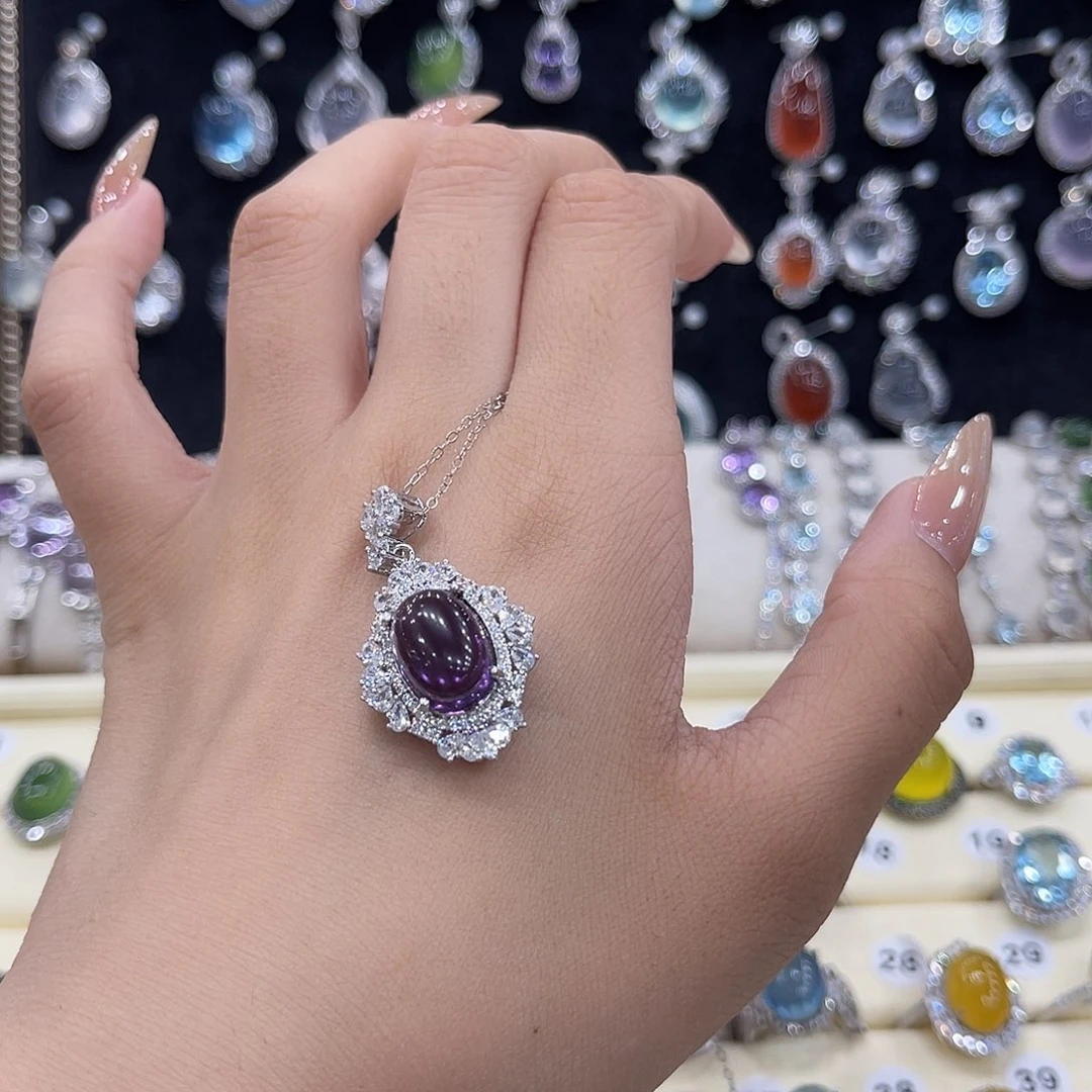 岫玉银S925镶嵌吊坠梦***亭