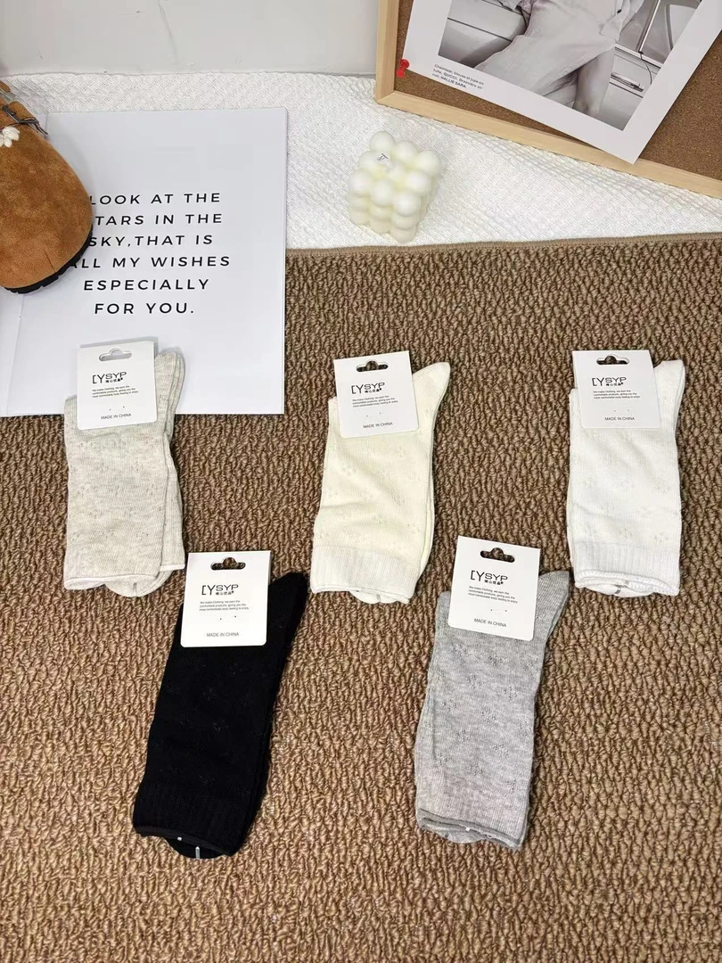 女士早秋黑白燕麦色堆堆袜糯叽叽柔软棉袜经典百搭女袜