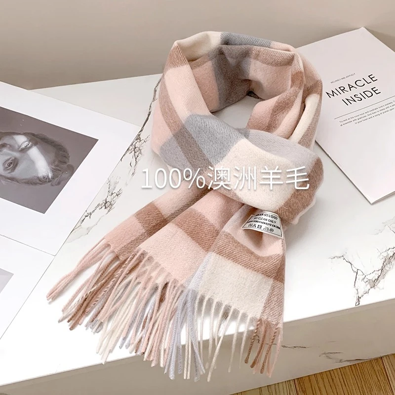 澳洲100%羊毛围巾秋冬季实用女士生日礼物送女生女友老婆新年礼物