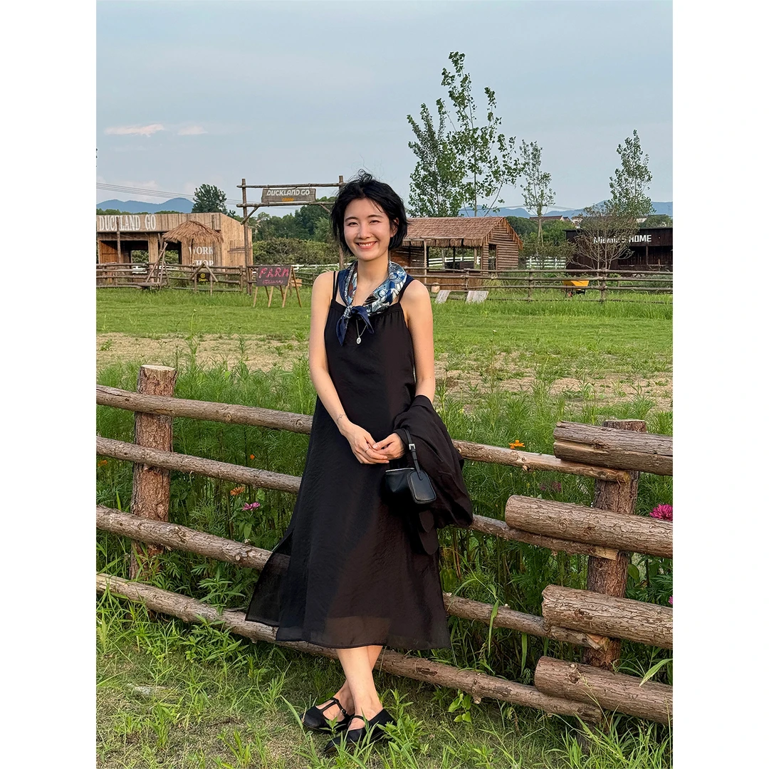 LANGQING 夏季开叉设计感薄款气质裙子45548/45763#