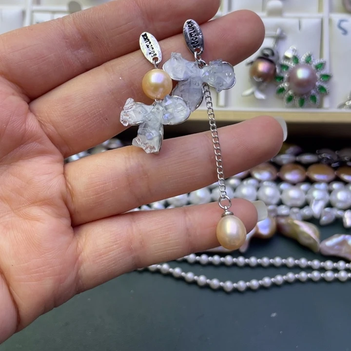 淡水珍珠耳饰合金