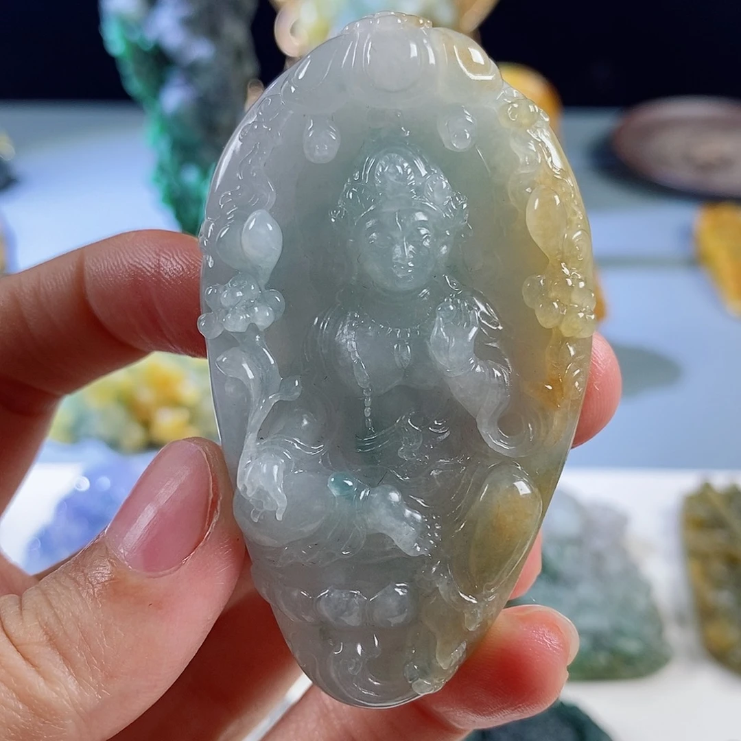 定制翡翠未镶嵌天然a货翡翠度母