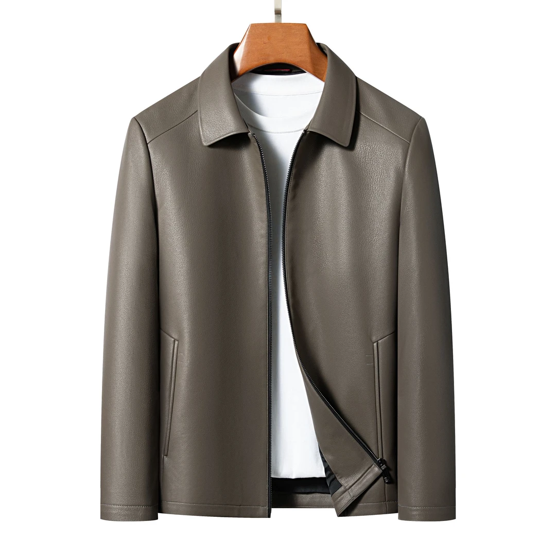 【加绒清仓大促】秋冬季男士舒适百搭翻领休闲加绒皮衣(9913)