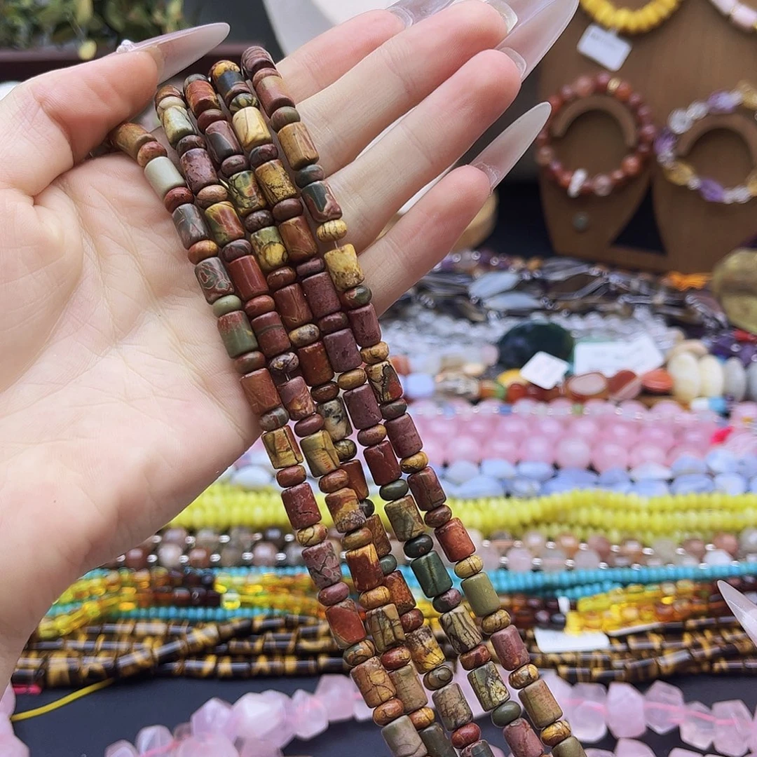 未镶嵌玛瑙/玉髓珠宝半成品/毕加索算盘+圆柱6mm 70号