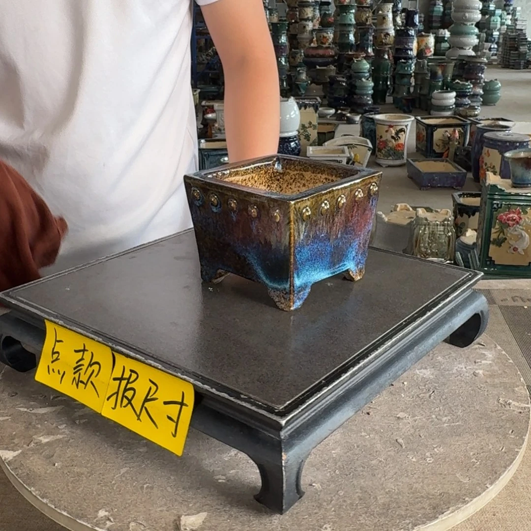 一风堂石湾花盆 内口9*7，微瑕盆口收缩