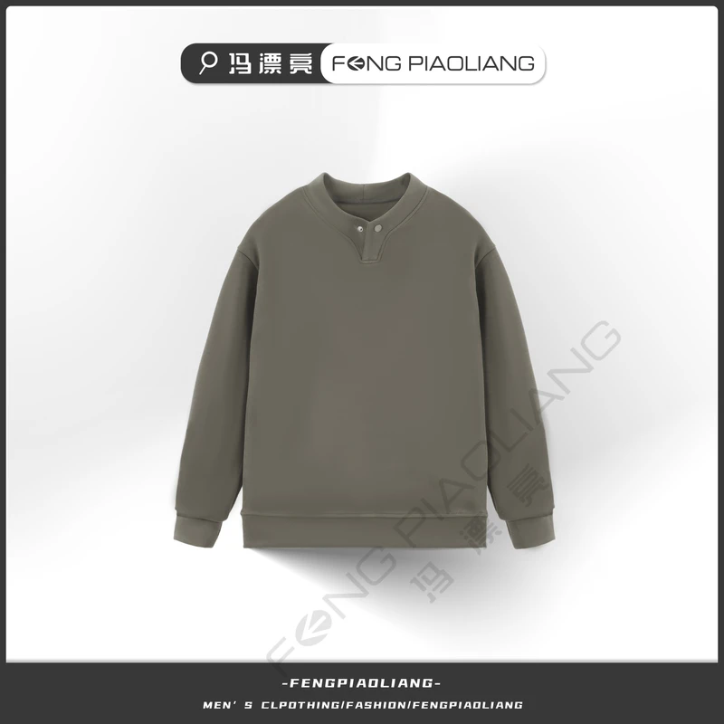 大地【亨利衫双面绒米兰绒卫衣】冬季潮流宽松单扣爱心领情侣款8830