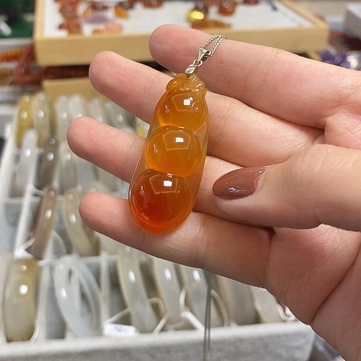 玛瑙/玉髓项链银S925镶嵌一***花