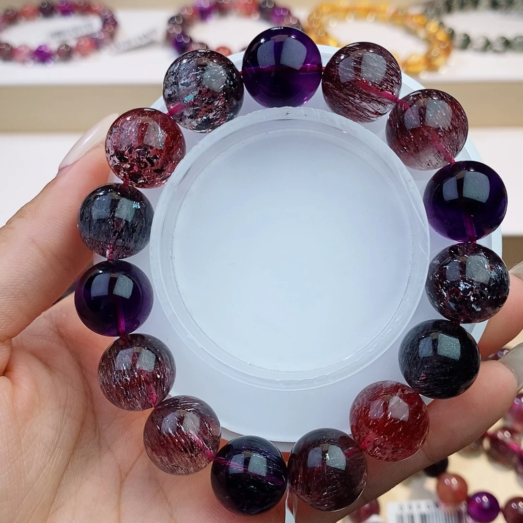 未镶嵌水晶手链黑加仑超七14+