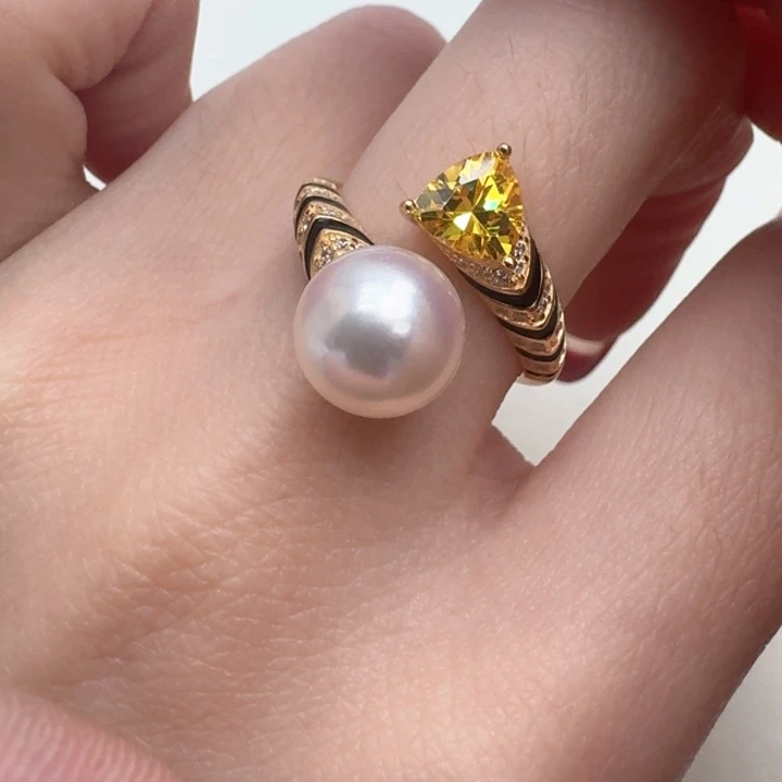 海水珍珠戒指银S925镶嵌