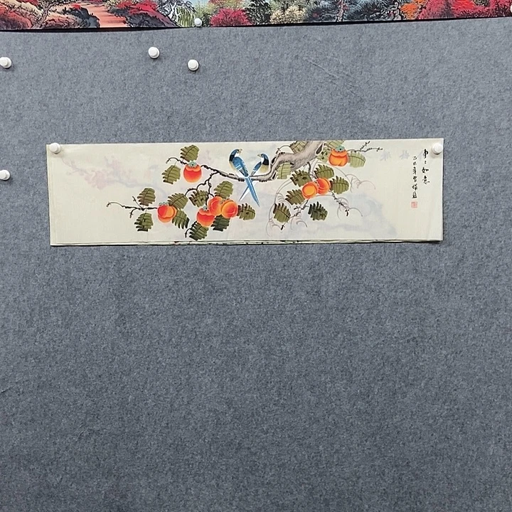 国画四尺对开花鸟一副