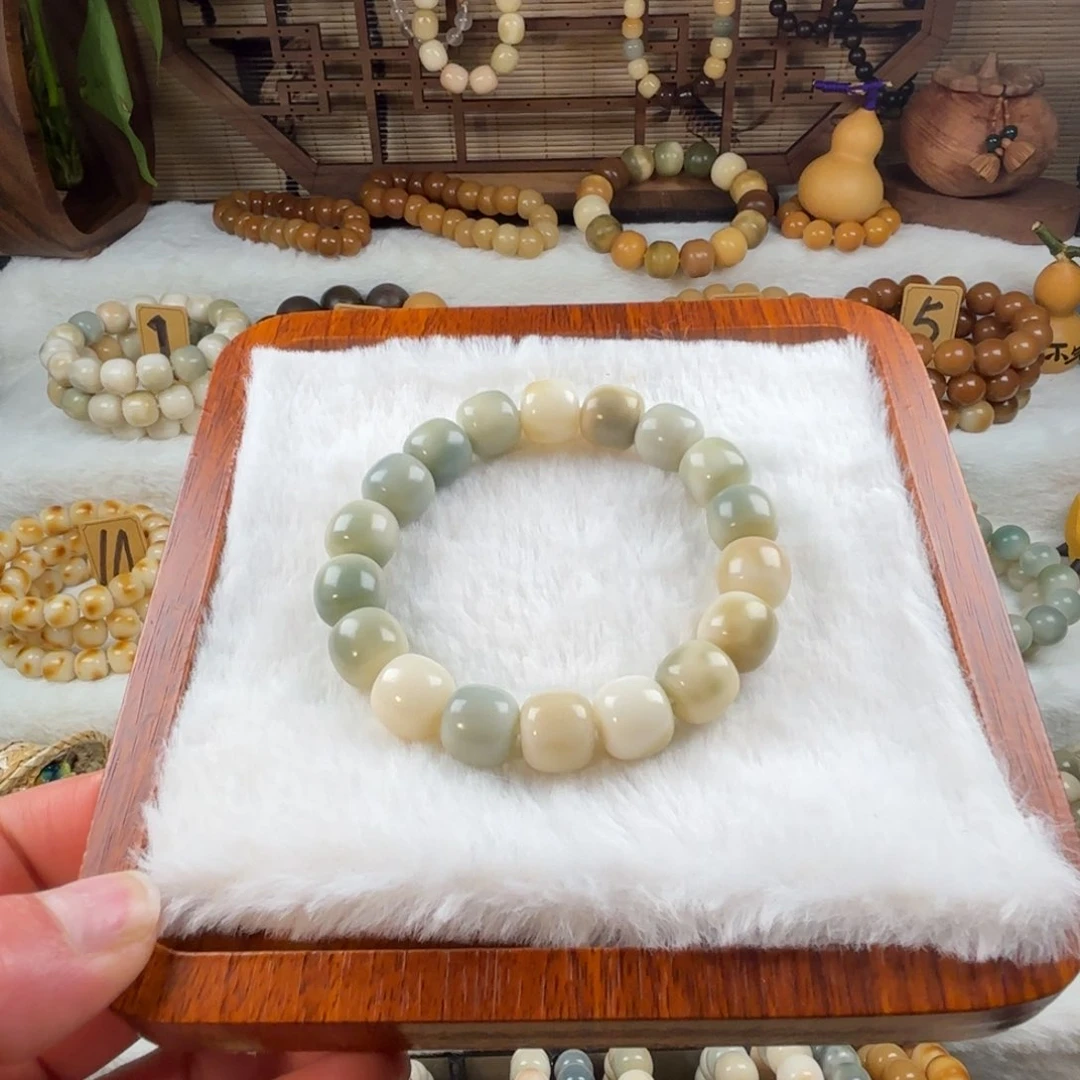 菩提根/象牙果手串T***?卡12薄荷糖绿色系