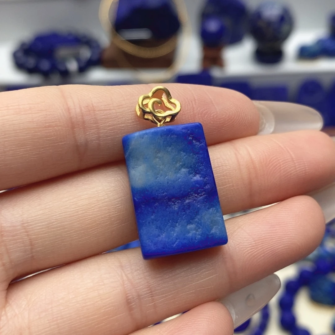 青金石银S925镀金镶嵌颈饰