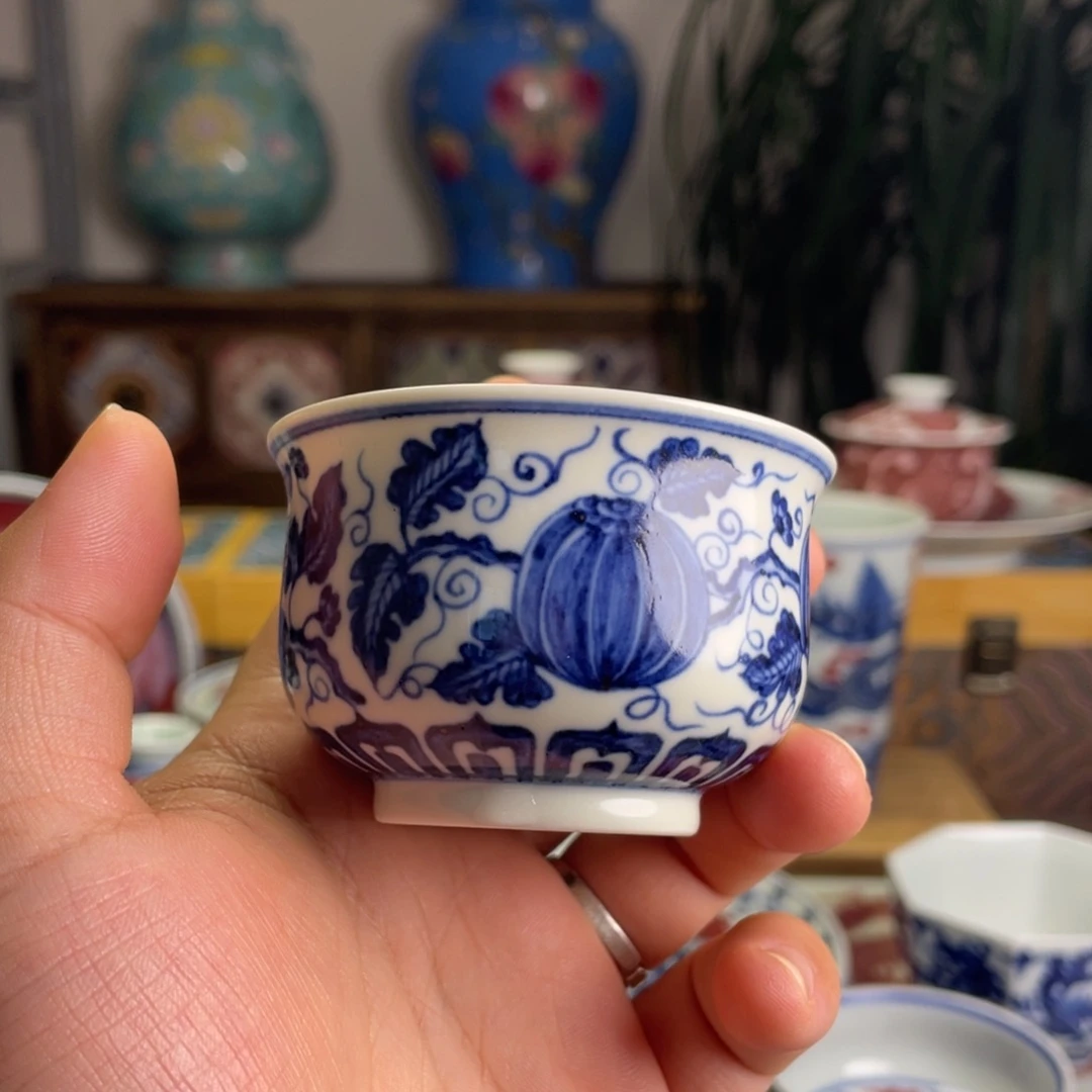 夏****仿明缠枝西瓜杯子