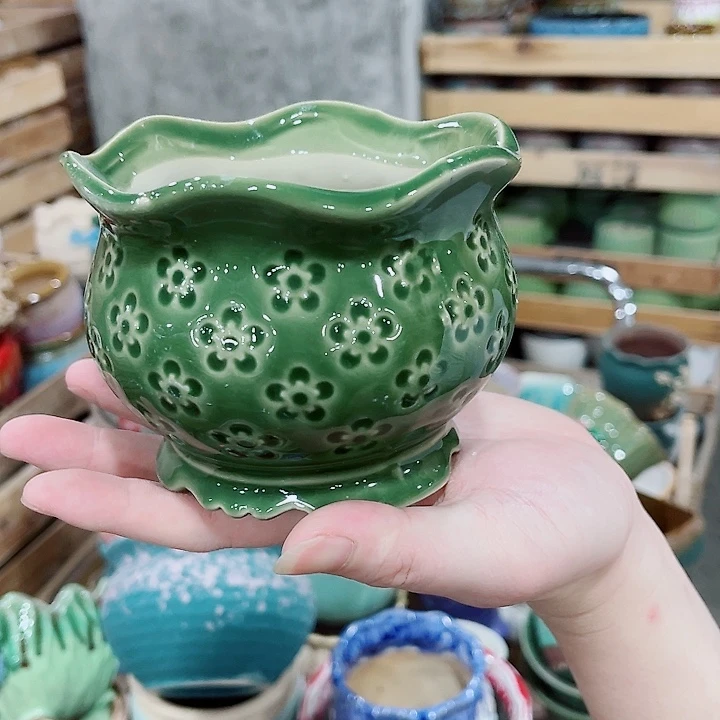 有孔，凑10元包邮陶瓷花盆发货！