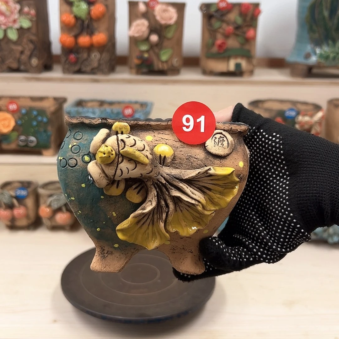 紫砂花盆91号内口10外高11