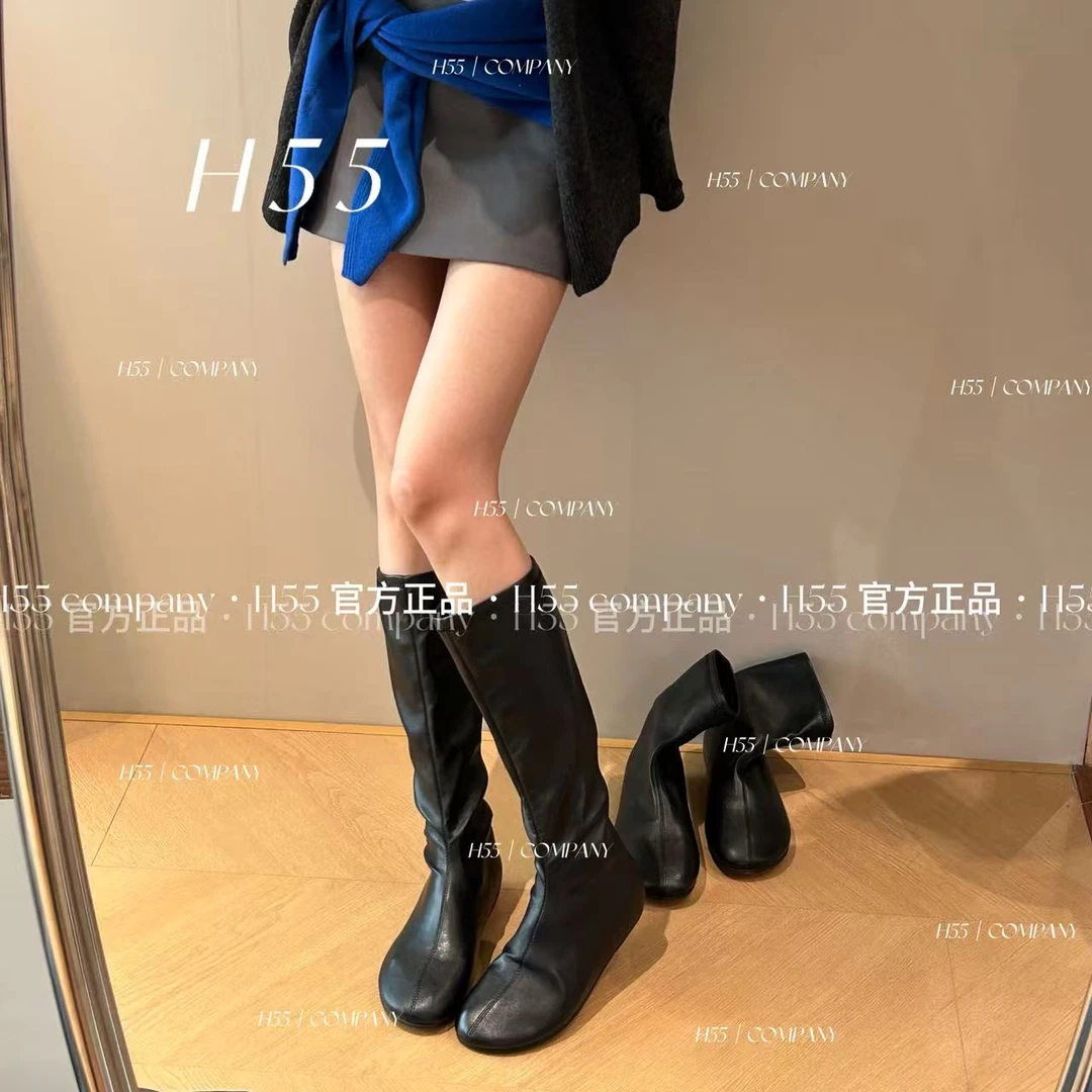 H55女鞋法式极简时尚休闲弹力长筒靴袜靴内增高瘦瘦靴59-2904【N】