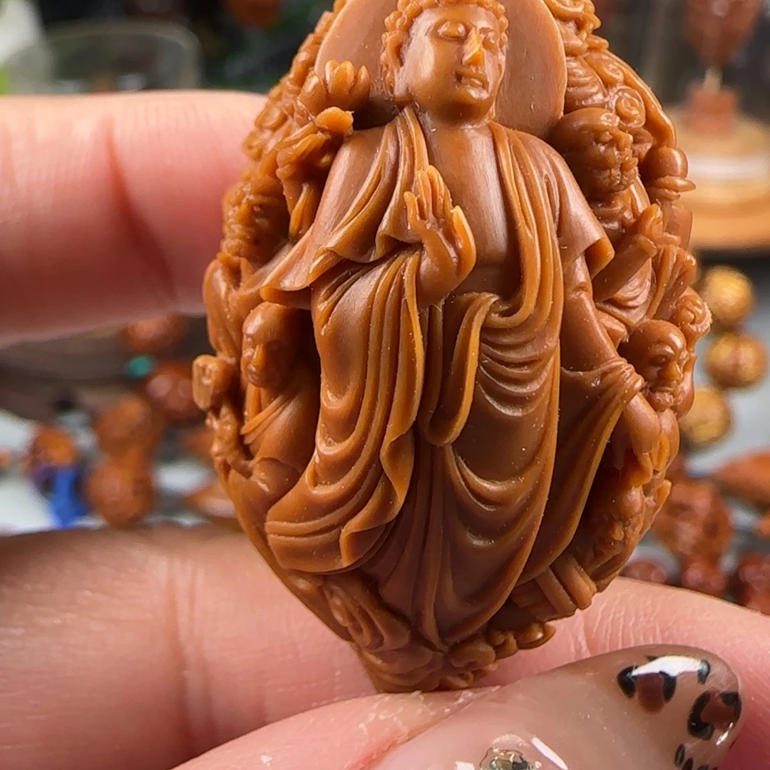 手串/手链橄榄核宽2.8鸡血红水晶核十八罗汉拜如来大单颗