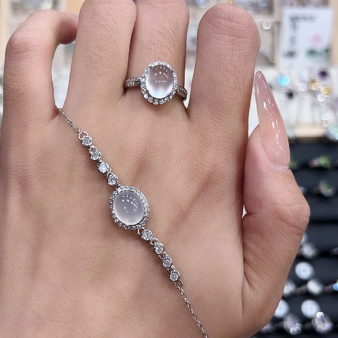 美****岫玉银S925镶嵌戒指