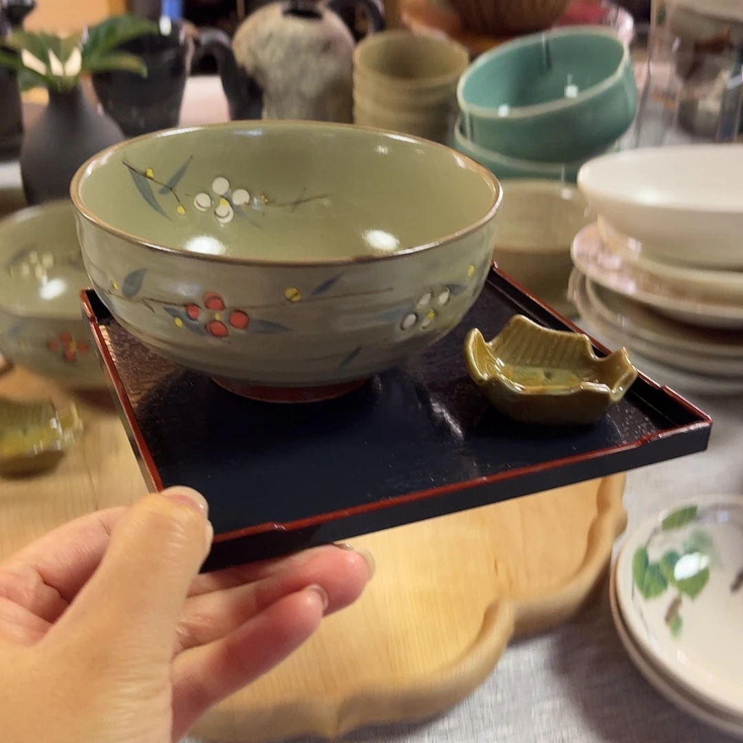 瓷片茶色大号碗面碗三件套11