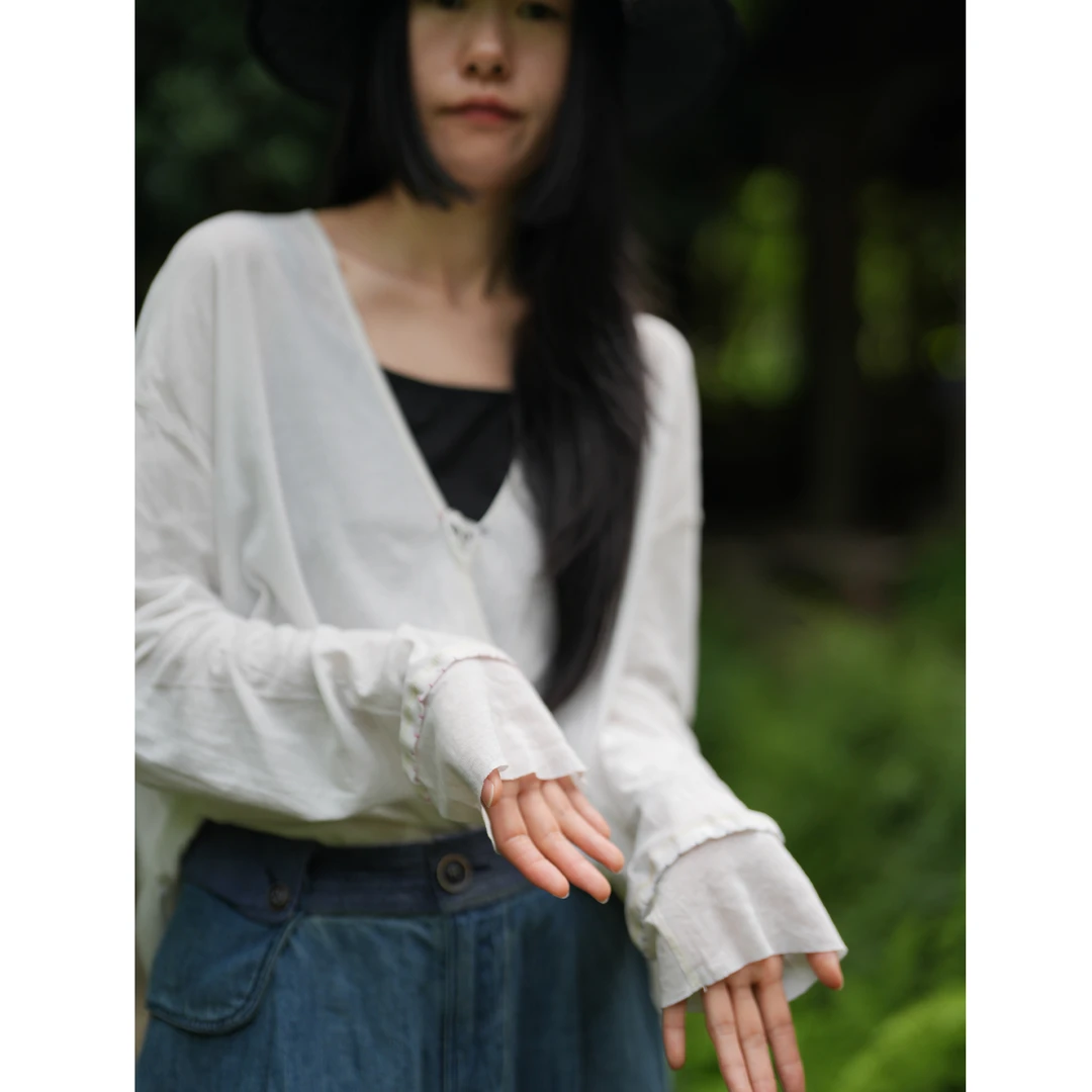 几见 原创设计夏季百分棉衬衫文艺范透气防晒衬衣女复古风W52310