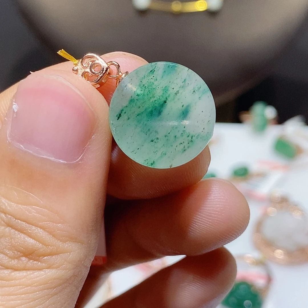 独山玉银S925镶嵌吊坠