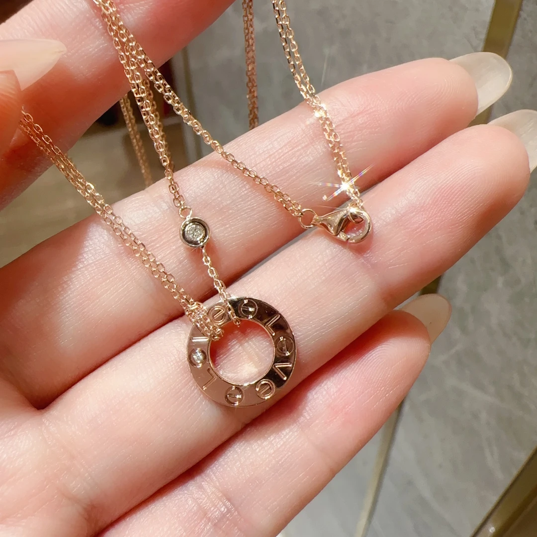 18K金钻石牛头款锁骨链项链小饼钉子钥匙马蹄叠戴神器