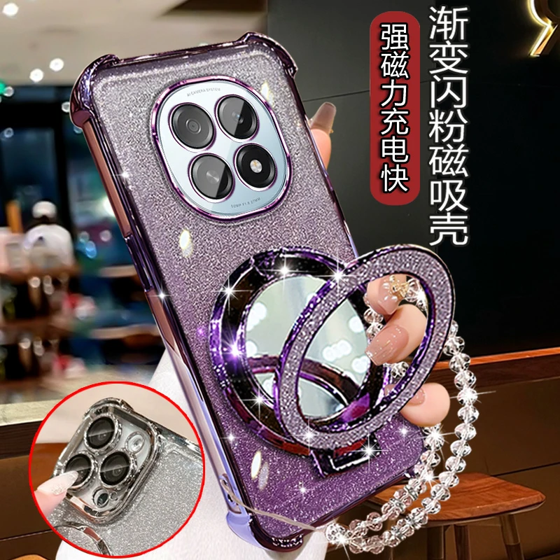 适用新品OPPOA5手机壳5G闪粉软胶气囊PKQ110时尚镜子支架oppoa5套