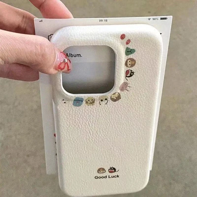 ZMGX围圈小怪兽适用苹果17皮革纹iPhone16pro手机壳15/14套13男女