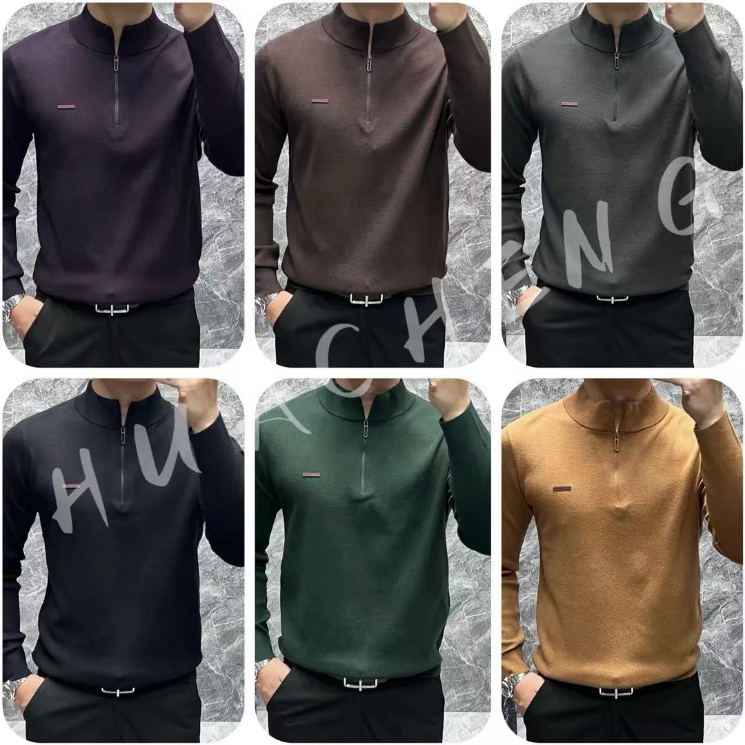 【HUACHENG】秋冬男士时尚锁温法式优雅老前锋百搭亨利领针织衫