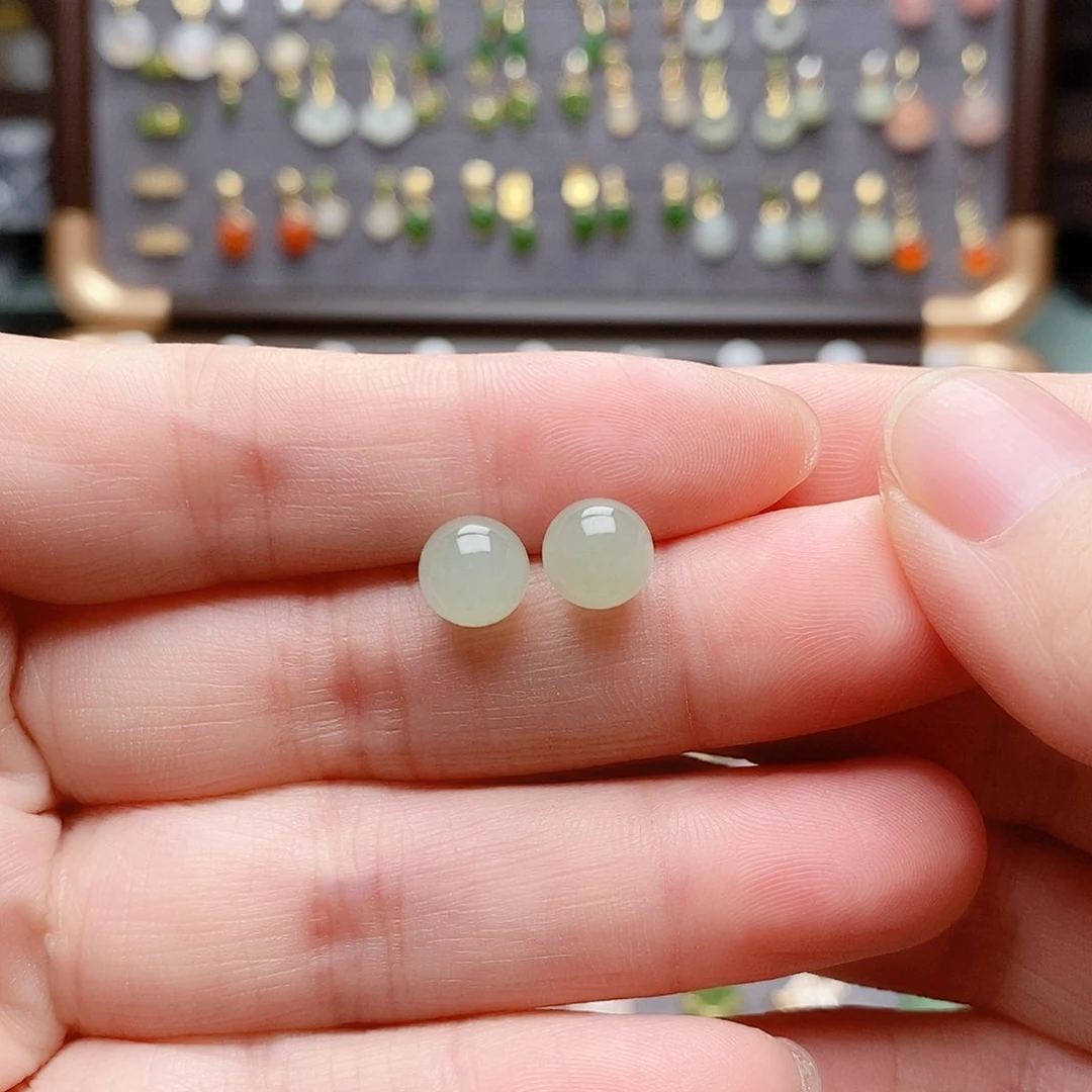 银S925镶嵌和田玉耳饰