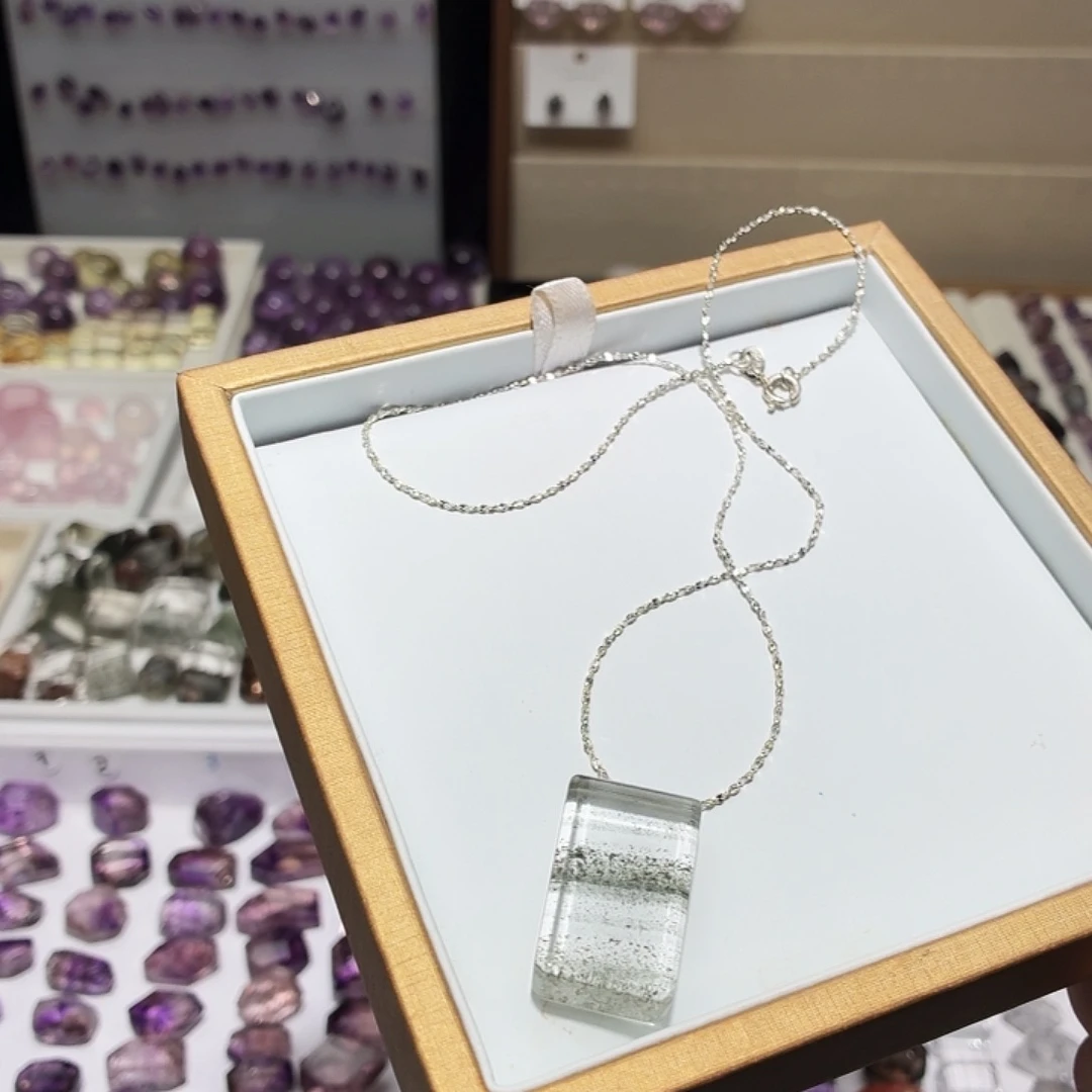 水晶未镶嵌吊坠(不含链)绿幽灵 方牌 打孔定制不退换