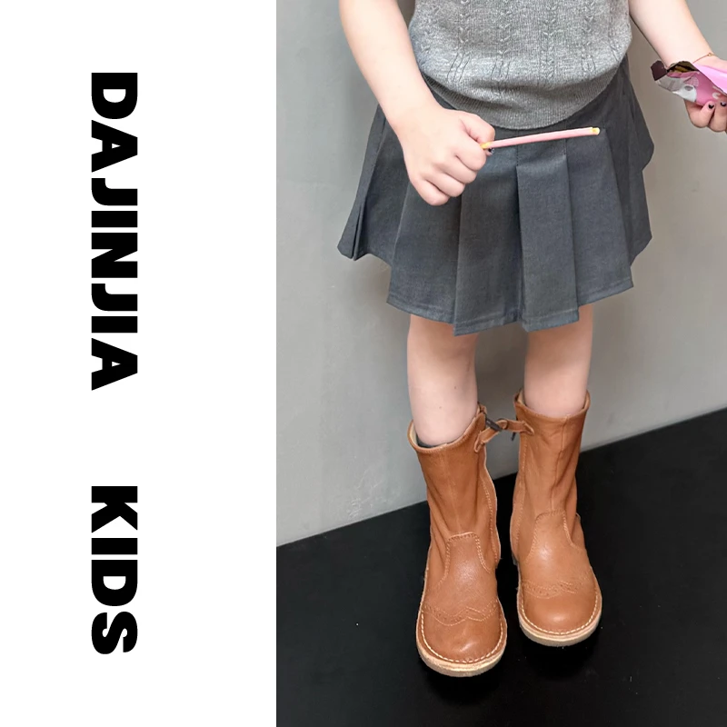 （清仓）夏季新款韩系风简约灰色松紧腰有底裤百褶女童半身裙