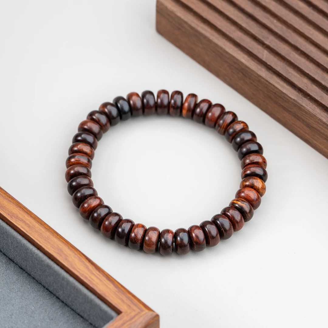 【紫油梨】海南黄花梨5*10mm算盘珠单圈手串