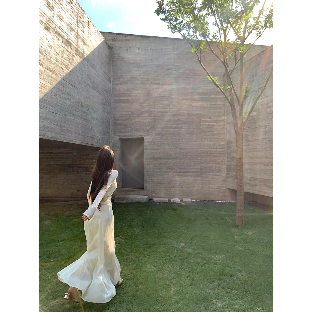 Chill巧儿【夏栀白铃】立裁塑形纯欲蕾丝吊带上衣天丝长裙两件套