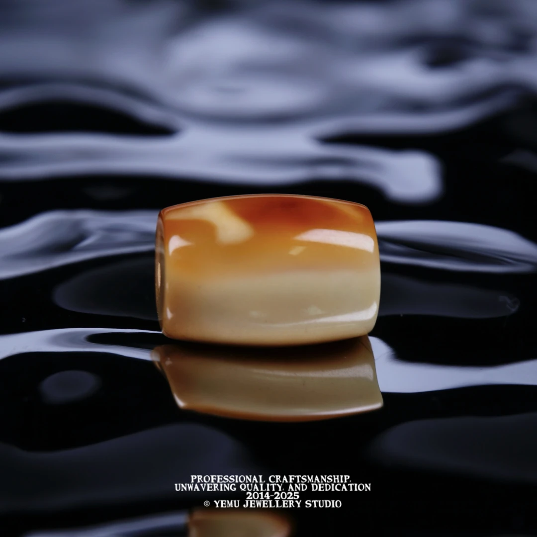 一物一拍 直径10对孔13.7毫米彩沁溶洞长桶珠 天然俄料琥珀蜜蜡