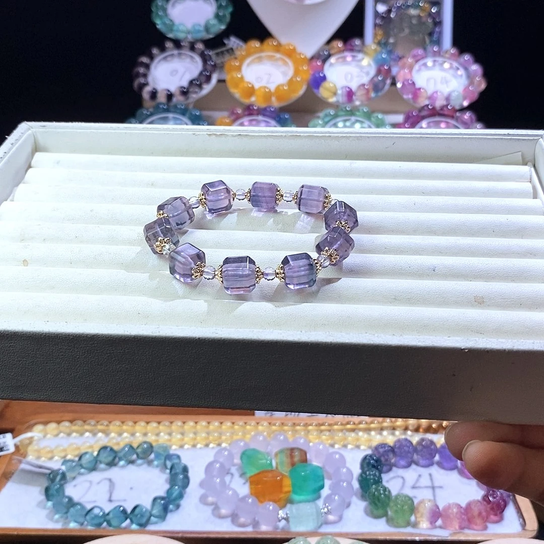 手链未镶嵌萤石方糖紫色