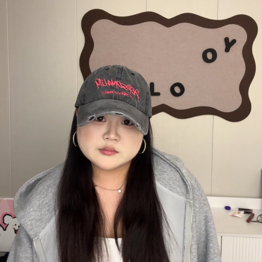 弯檐帽子软顶冬季街头破洞ins棒球帽春夏大檐做旧