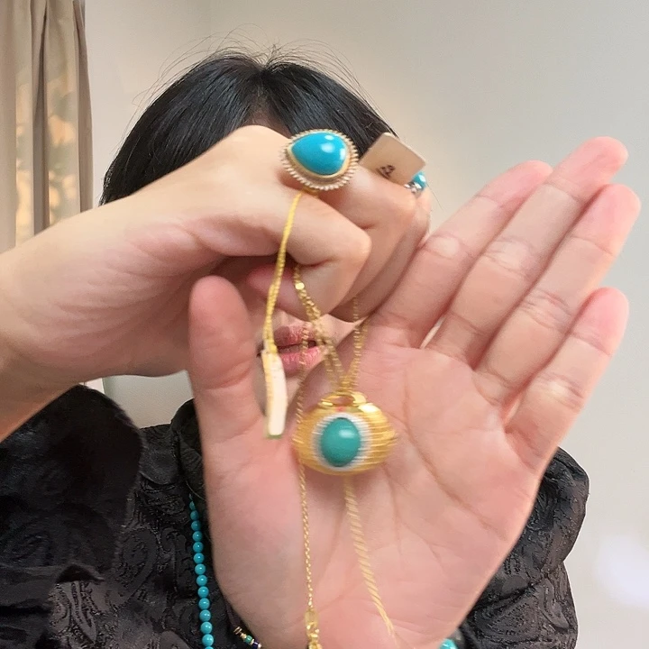 绿松石银S925镶嵌颈饰